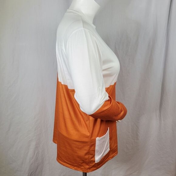 Orange and Creme Black Cat and Pumpkin Halloween Color Block Shirt Size 2XL‎ - Picture 4 of 9